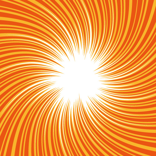 オレンジ色の吸い込まれそうな旋回した効果線イラスト