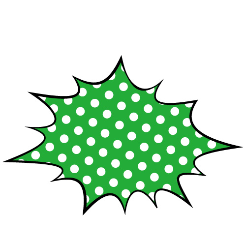 緑色の水玉のトゲトゲ系吹き出しのイラスト素材